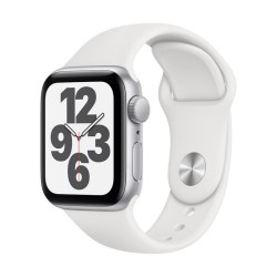 Apple Watch SE GPS, 40mm Silver Aluminium Case with White Sport Band