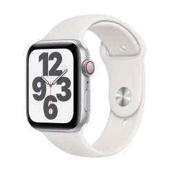 Apple Watch SE GPS + Cellular, 44mm Silver Aluminium Case with White Sport Band